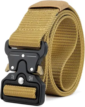MOZETO Tactical Belts for Men Military Style Work Hiking Riggers Web Gun Belt with Heavy Duty Quick Release Metal Buckle