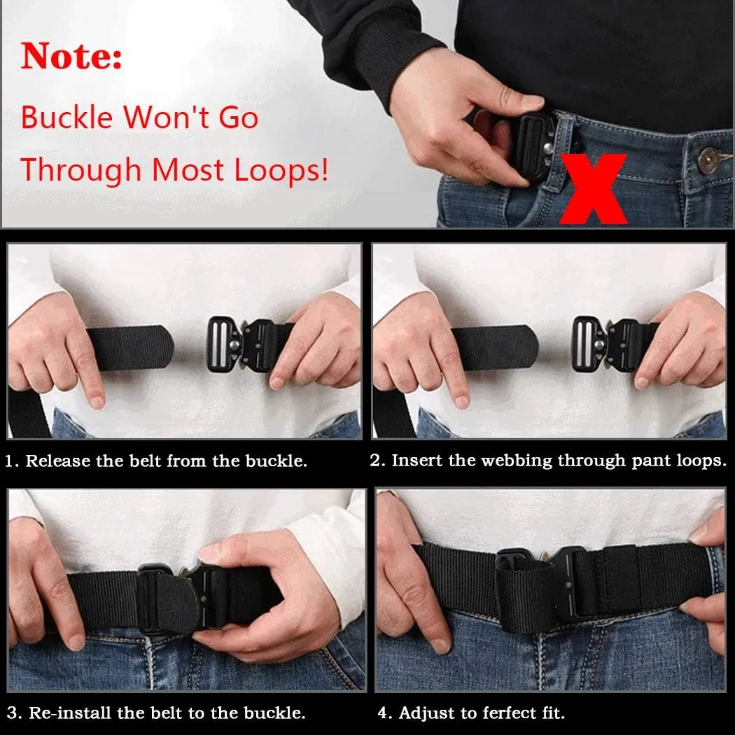 MOZETO Tactical Belts for Men Military Style Work Hiking Riggers Web Gun Belt with Heavy Duty Quick Release Metal Buckle
