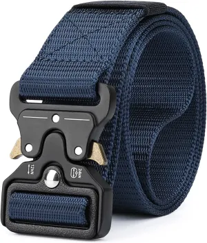 MOZETO Tactical Belts for Men Military Style Work Hiking Riggers Web Gun Belt with Heavy Duty Quick Release Metal Buckle