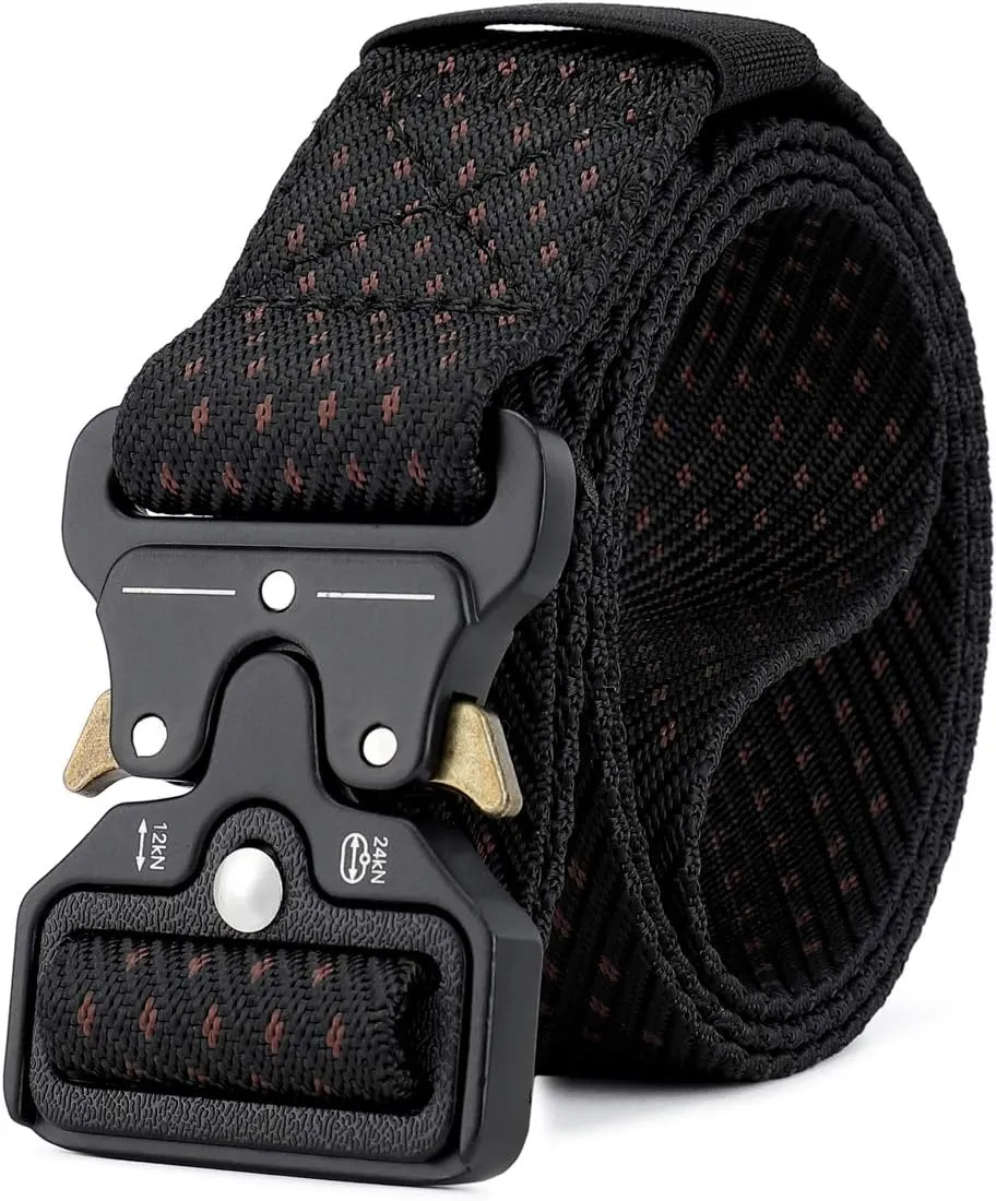 MOZETO Tactical Belts for Men Military Style Work Hiking Riggers Web Gun Belt with Heavy Duty Quick Release Metal Buckle