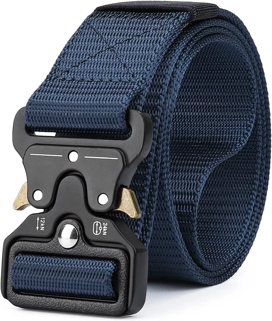 MOZETO Tactical Belts for Men Military Style Work Hiking Riggers Web Gun Belt with Heavy Duty Quick Release Metal Buckle