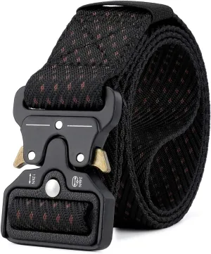 MOZETO Tactical Belts for Men Military Style Work Hiking Riggers Web Gun Belt with Heavy Duty Quick Release Metal Buckle