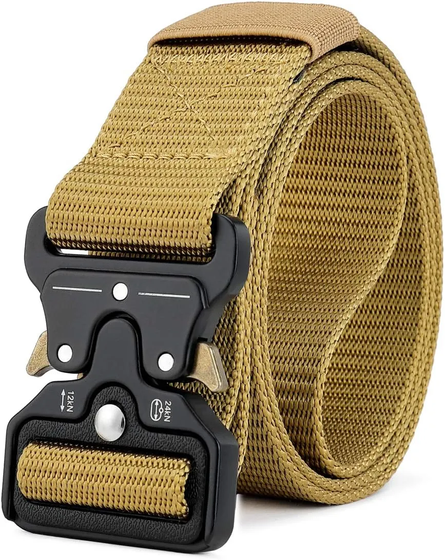 MOZETO Tactical Belts for Men Military Style Work Hiking Riggers Web Gun Belt with Heavy Duty Quick Release Metal Buckle
