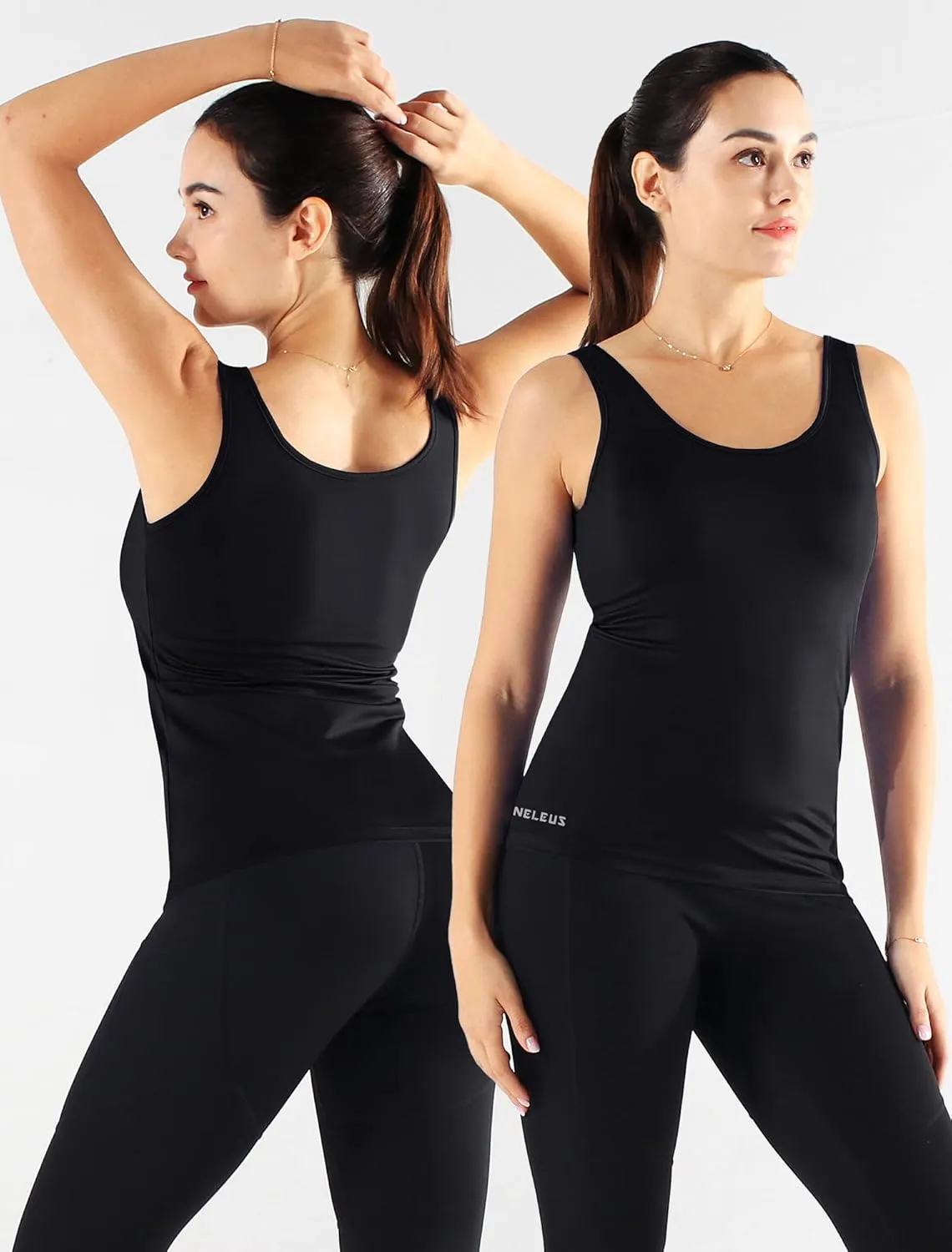 NELEUS Women's 3 Pack Compression Tank Top Support Yoga Bra with Cups Athletic Running Shirts