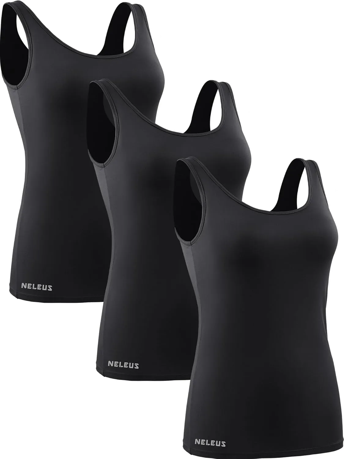NELEUS Women's 3 Pack Compression Tank Top Support Yoga Bra with Cups Athletic Running Shirts
