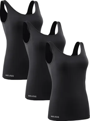NELEUS Women's 3 Pack Compression Tank Top Support Yoga Bra with Cups Athletic Running Shirts