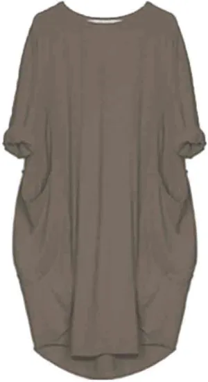 Oversized Dress for Women Long Sleeve Crewneck Midi Dress Plus Size Casual Going Out Dress with Pocket 2025