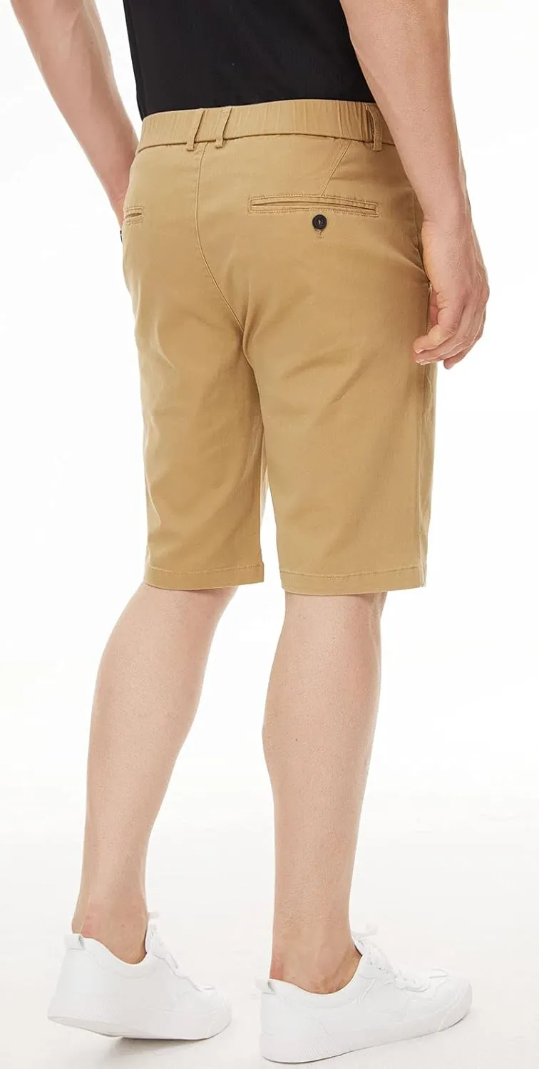 Plaid&Plain Men's Khaki Shorts Slim Fit Chino Shorts 9 inch Inseam