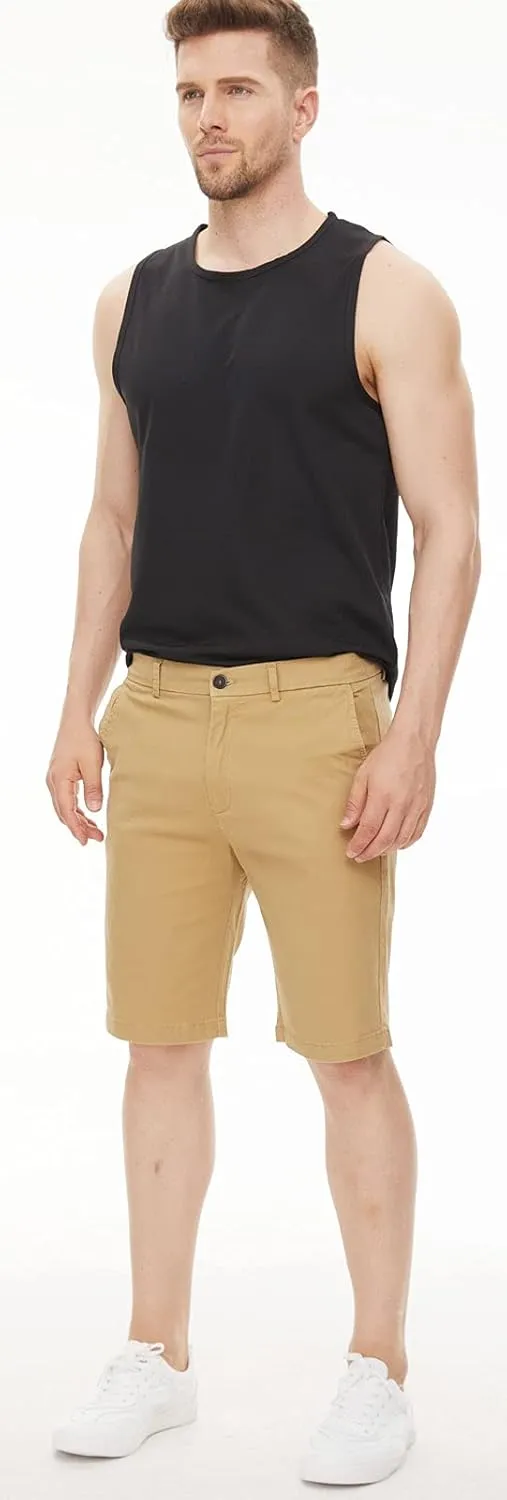 Plaid&Plain Men's Khaki Shorts Slim Fit Chino Shorts 9 inch Inseam