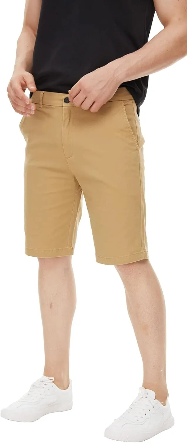 Plaid&Plain Men's Khaki Shorts Slim Fit Chino Shorts 9 inch Inseam