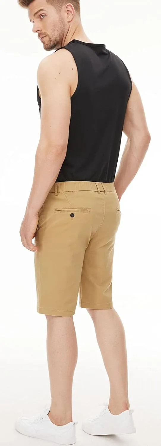 Plaid&Plain Men's Khaki Shorts Slim Fit Chino Shorts 9 inch Inseam