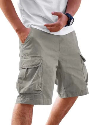 Runcati Mens Cargo Shorts Chino Cotton Drawstring Casual Shorts Summer Twill Outdoor Short Pants
