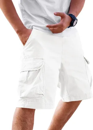 Runcati Mens Cargo Shorts Chino Cotton Drawstring Casual Shorts Summer Twill Outdoor Short Pants