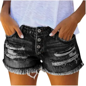 Rvidbe Jean Shorts for Women Juniors Casual Summer Comfy High Waisted Stretchy Ripped Denim Shorts with Pockets Jean Shorts Womens Stretchy Shorts for Women Jeans