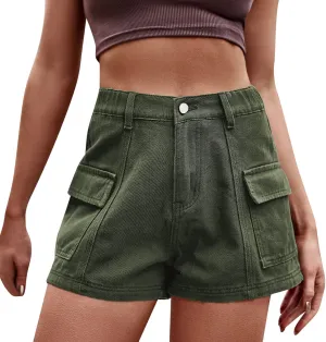 Rvidbe Womens Jean Shorts Juniors Casual Summer Comfy Mid Waisted Stretchy Ripped Denim Shorts with Pockets Denim Shorts for Women High Waisted Jean Shorts Womens High Waisted