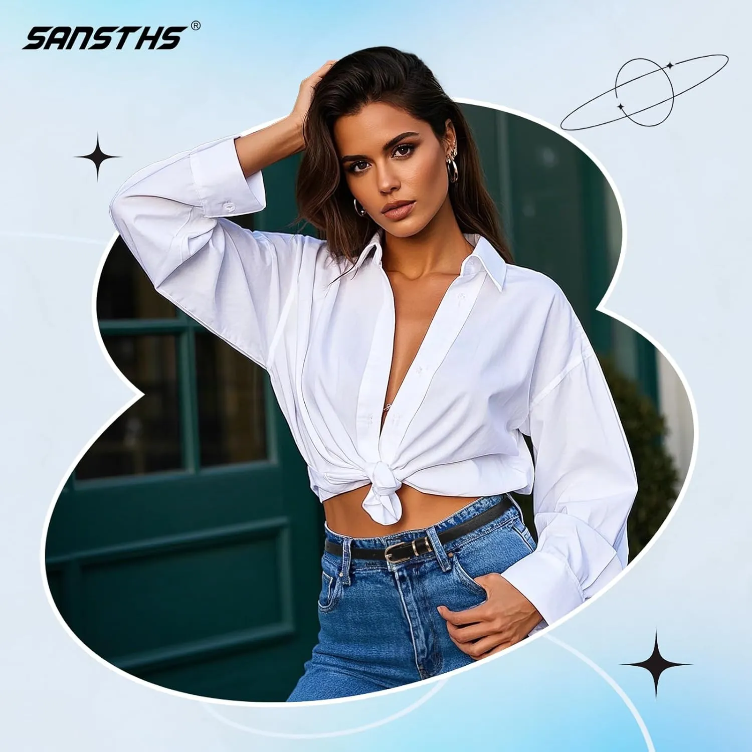 SANSTHS 4 Pack Women Thin Belts for Jeans Dresses Coats Skinny Women Belt with Gold Alloy Buckle