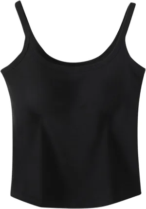 Seamless Sports Bra Cropped Tank Top for Women Spaghetti Straps Workout Tops Ribbed Cami Shirts Undershirt
