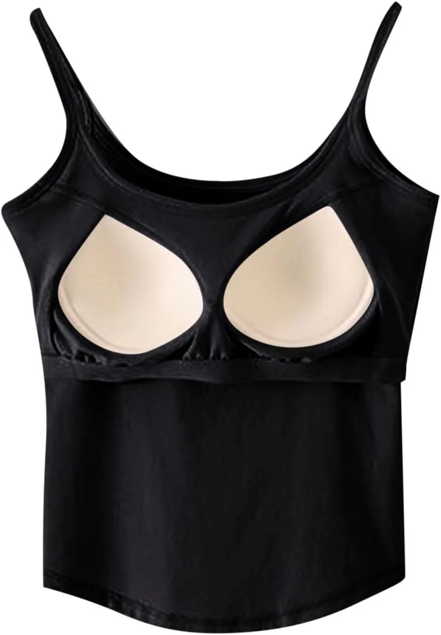 Seamless Sports Bra Cropped Tank Top for Women Spaghetti Straps Workout Tops Ribbed Cami Shirts Undershirt