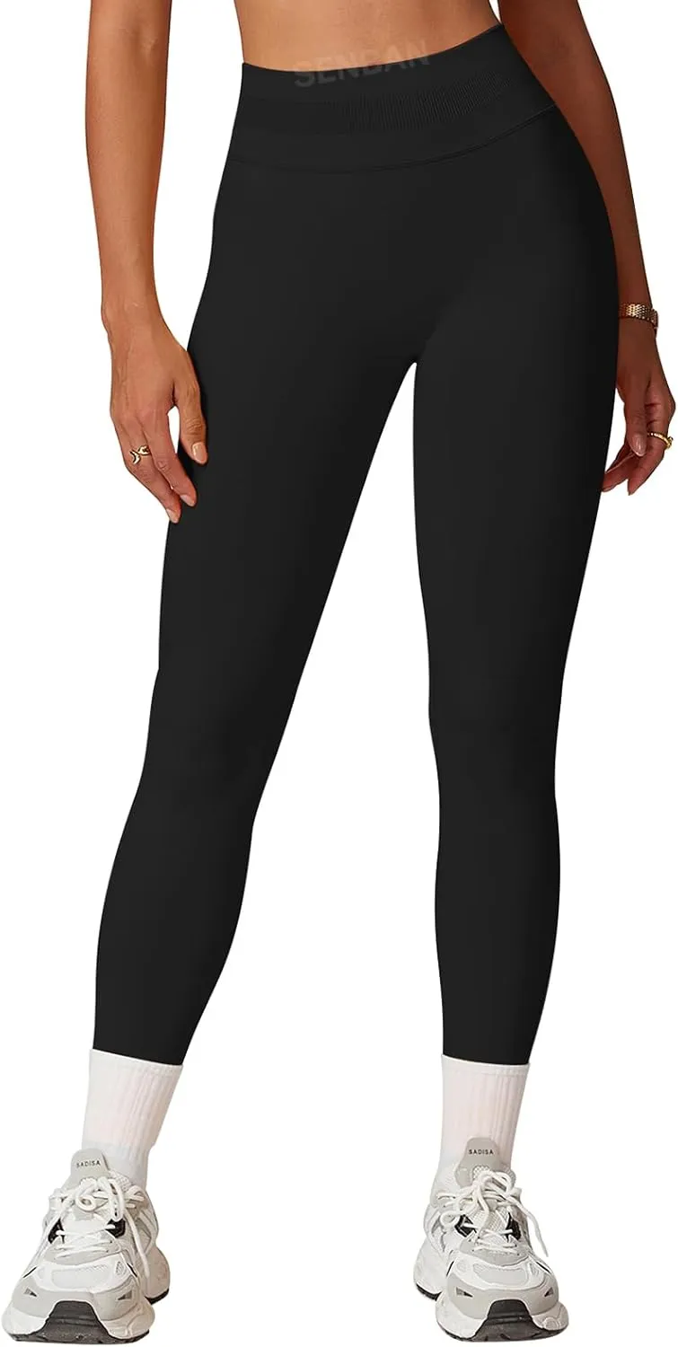 SENBAN Women's High Waisted Leggings Seamless Workout Gym Yoga Pants Tummy Control Smile Contour Activewear Tights
