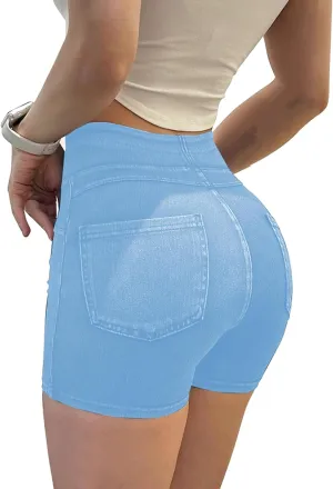 SESERAGI Jean Shorts Womens High Waisted Stretchy Casual Elastic Denim Shorts