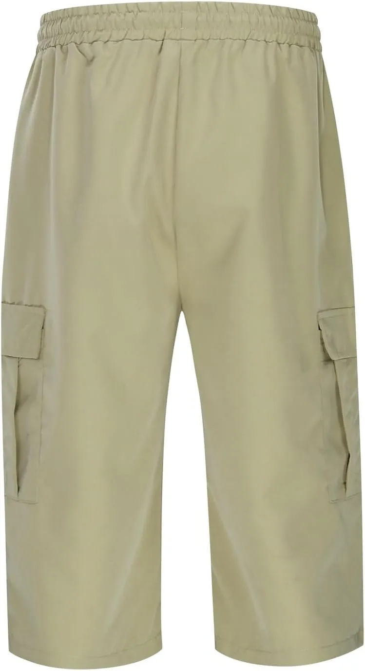 Shorts for Men 2025 Summer Casual Breathable Solid Color Elastic High Waist Pocket Mens Cargo Shorts