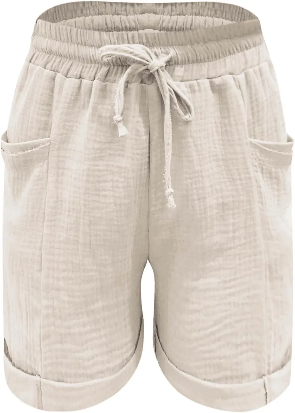 Shorts for Women Linen Shorts Elastic Waist Casual Lightweight with Pockets Cute Drawstring Summer Beach Shorts 2025 Fashion