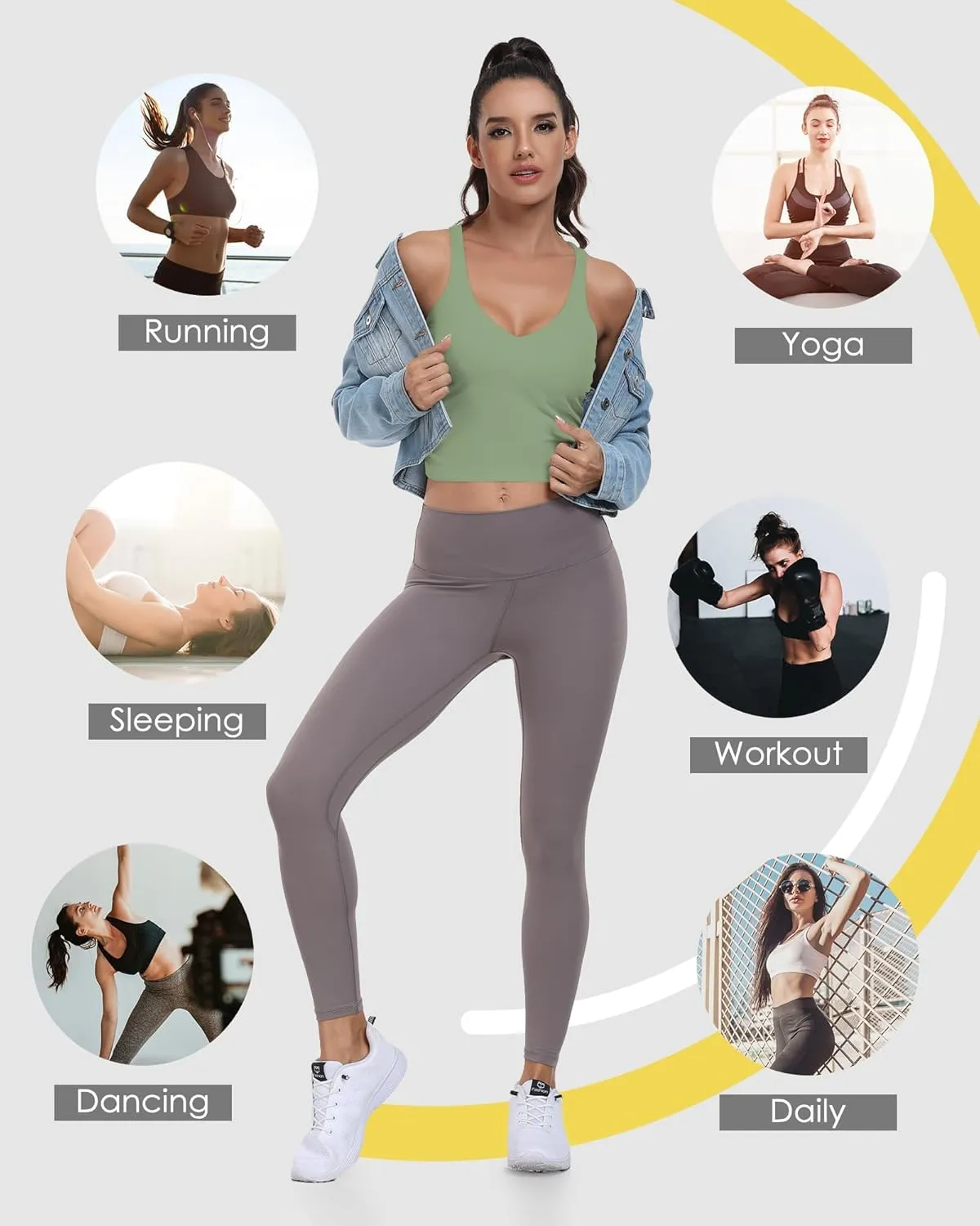 Sport Bra Tank Tops for Women,Ruched Criss Cross Back Longline Wirefree Workout Crop Tops Yoga Bra
