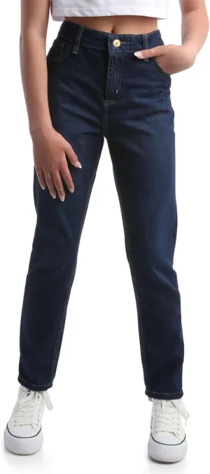 Steve Madden Girls' Jeans - Casual High Waisted Comfort Stretch Wide Leg Denim Jeans - Boyfriend Jeans for Girls (4-16)