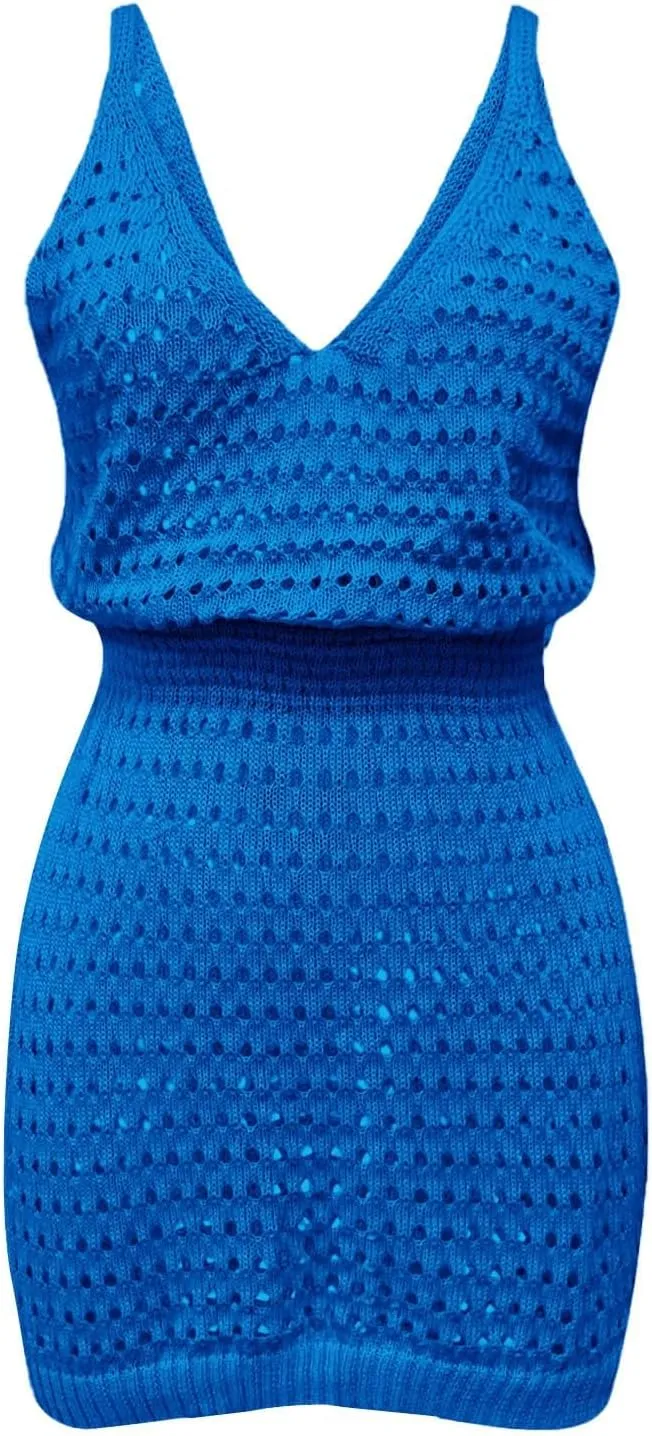 Summer Crochet Hollow Out Knit Beach Bathing Suit Swim Cover Ups Cruise Outfits Vacation Dresses for Women 2025
