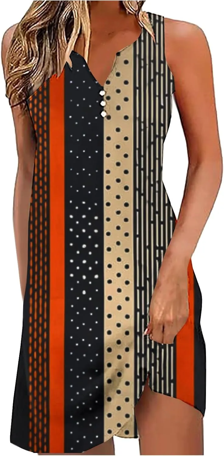 Summer Dresses for Women 2025 Comfy Flower Graphic Print Sundress Sleeveless Sexy v Neck Boho Flowy Beach Dresses