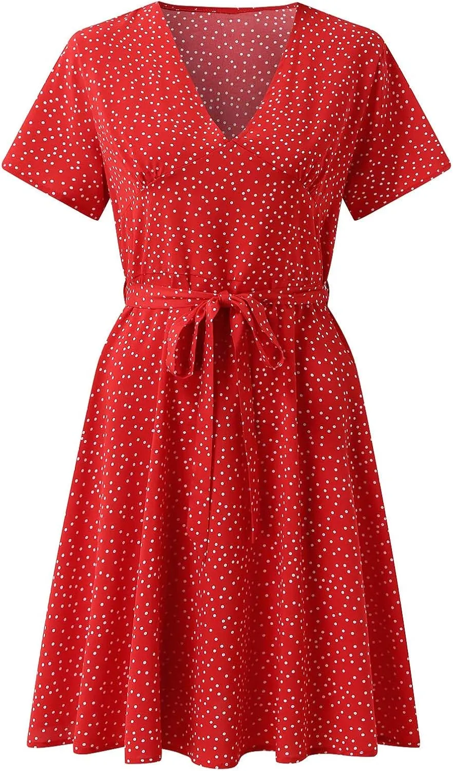 Summer Dresses for Women Floral Boho Dress Beach Casual Mid Length Dress Short Sleeve Flowy Elegant Midi Dresses