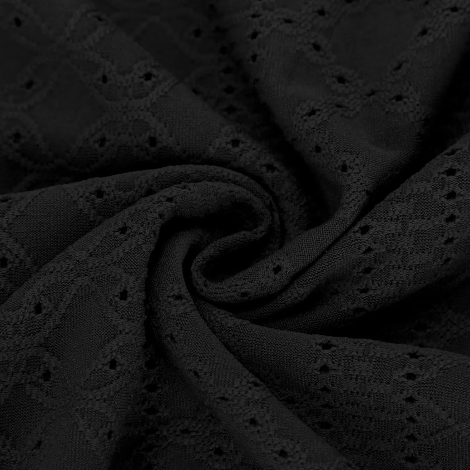 Summer Fashion Eyelets Midi Dress Women Lace Raglan Sleeve Pleated Flared Dresses Loose Casual Lounge Outfits