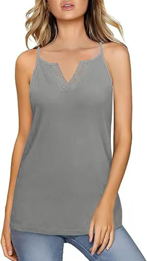 Summer Tank Top for Women Spaghetti Strap V Neck Sleeveless Camisole Casual Fashion Sexy Loose Fit Beach Cami Shirts