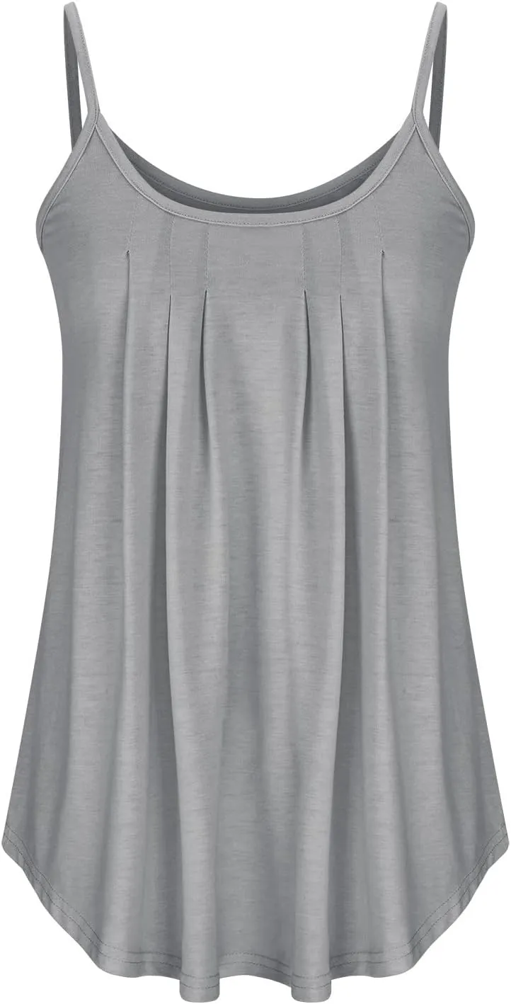 Summer Trendy Pleated Tank Tops for Women Casual Loose Fit Camisole Cute Tunic Top 2025 Fashion Vacation Outfits