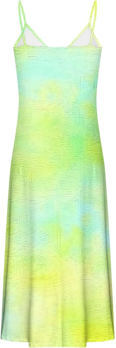 Sundresses for Women Spring Dresses V Neck Summer Flowy Maxi Dress Elegant Casual Sleeveless Beach Sundress