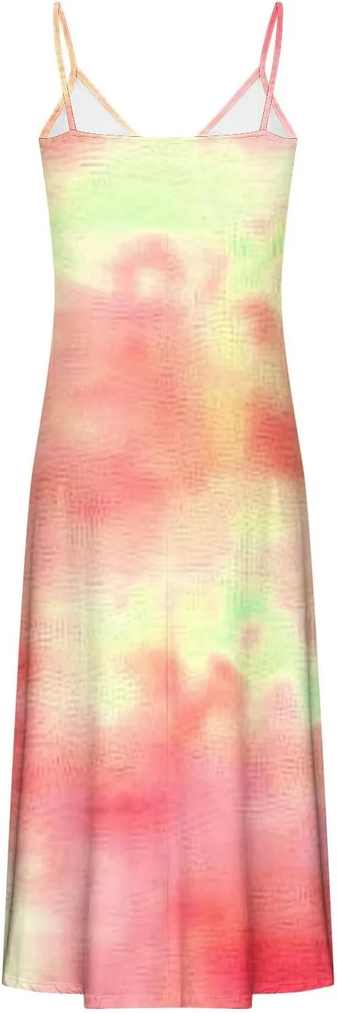 Sundresses for Women Spring Dresses V Neck Summer Flowy Maxi Dress Elegant Casual Sleeveless Beach Sundress