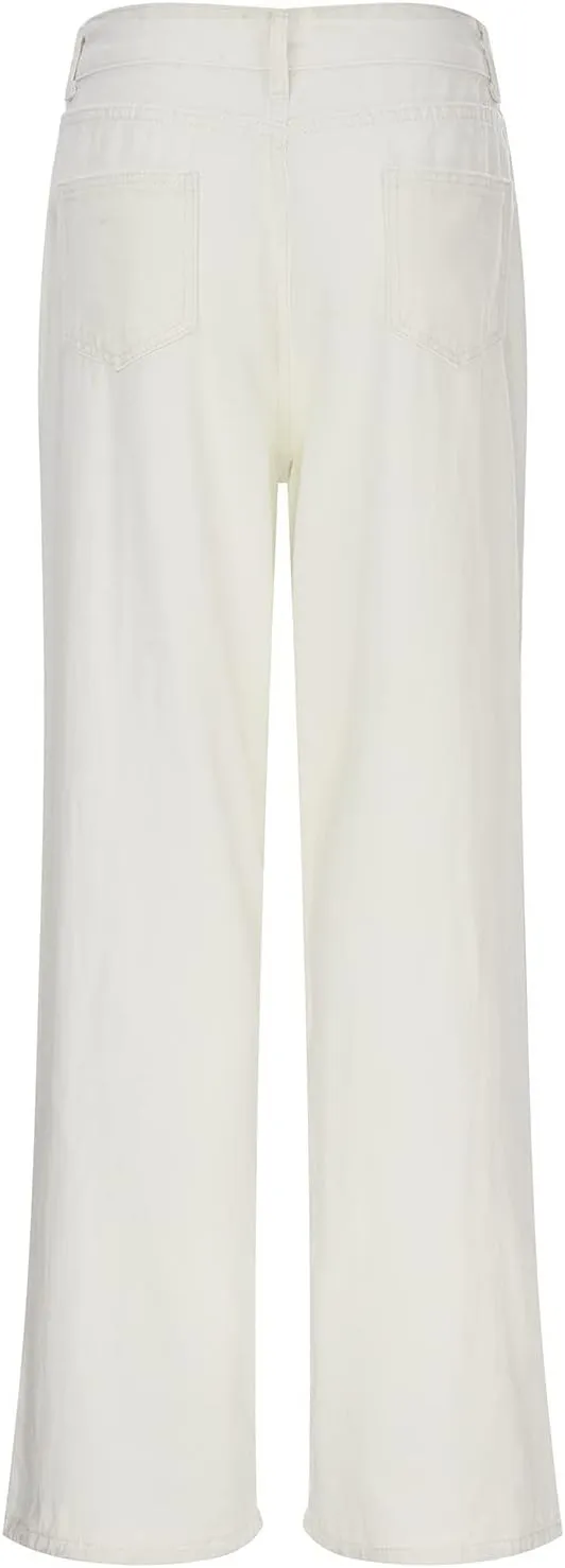 Sweatpants Jeans for Women Boyfriend Denim Pants High Waited Baggy Wide Leg Jeans Loose Fit Denim Pants with Pocket