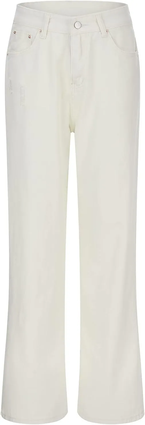 Sweatpants Jeans for Women Boyfriend Denim Pants High Waited Baggy Wide Leg Jeans Loose Fit Denim Pants with Pocket