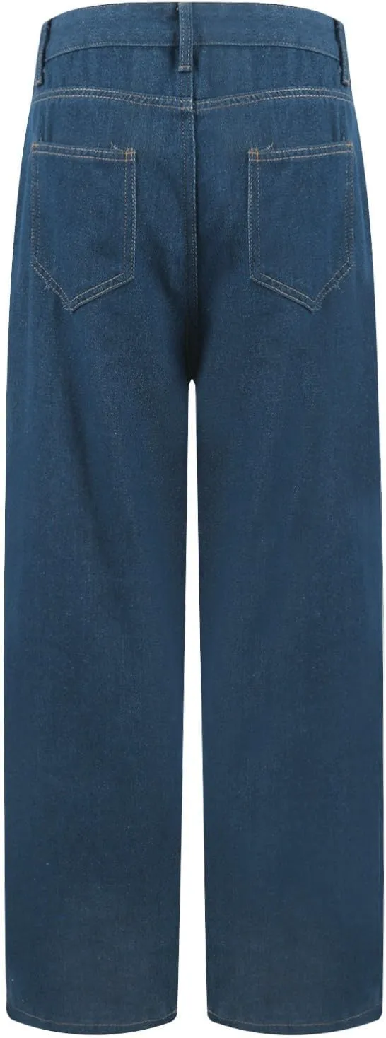 Sweatpants Jeans Women Soft High Waisted Wide Leg Jeans Plus Size Boyfriend Jeans Comfy Denim Sweatpants with Pockets
