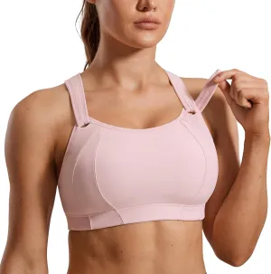 SYROKAN Women's Sports Bra Front Adjustable High Impact Support Padded Wireless Racerback Plus Size Running Bra