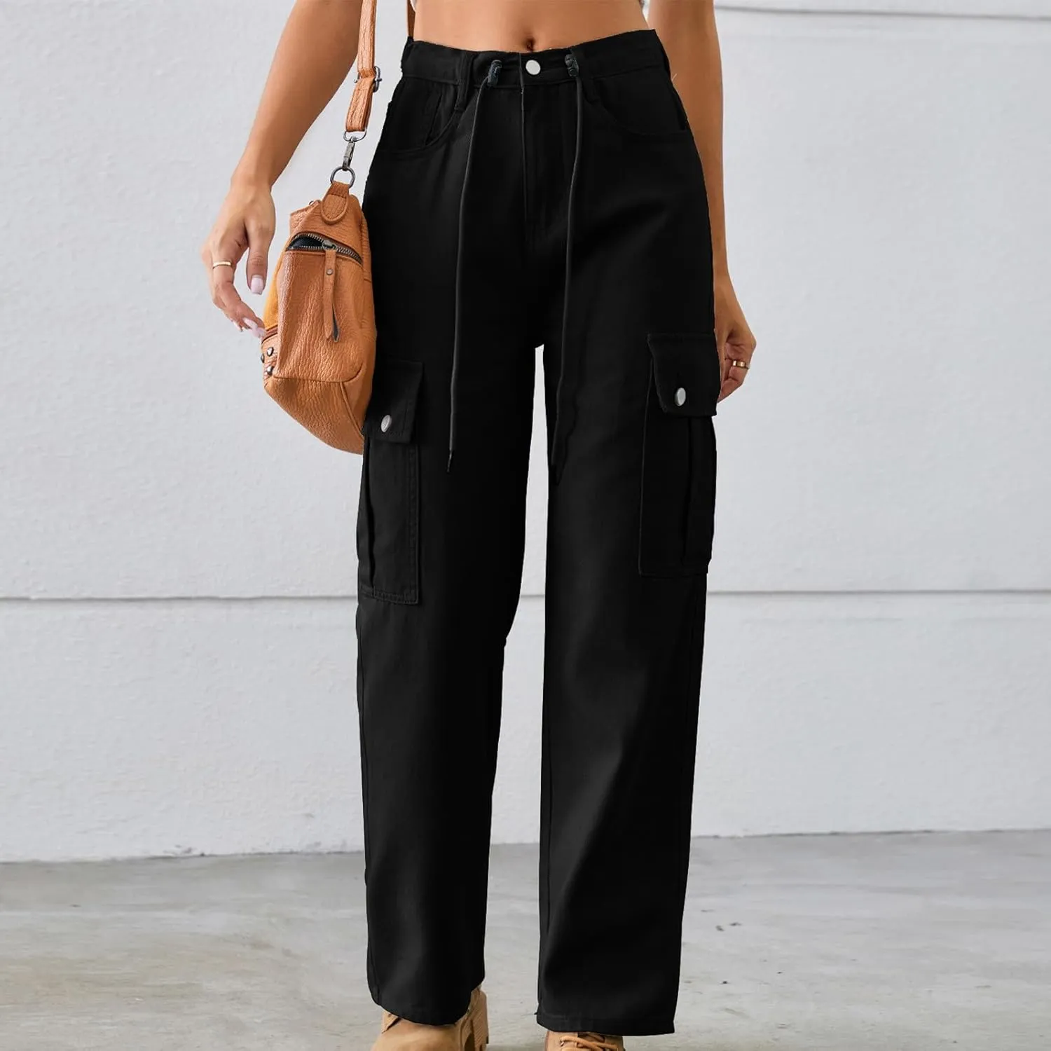 TANGNADE Womens Baggy Jeans Tall High Waisted Cargo Pants Flat Pocket Straight Leg Jeans Trendy Outfits for Women