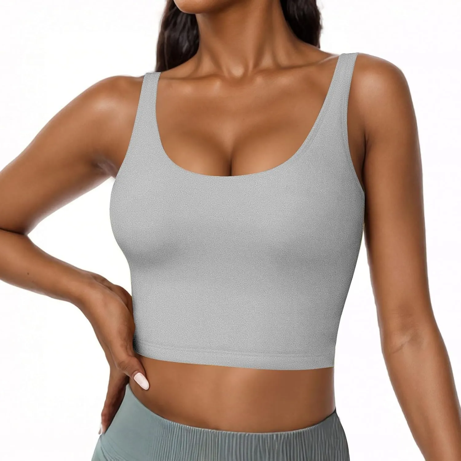 Tank Top with Built in Bra for Women Casual Summer Sleeveless Gym Crop Tops Workout Athletic Yoga Shirts