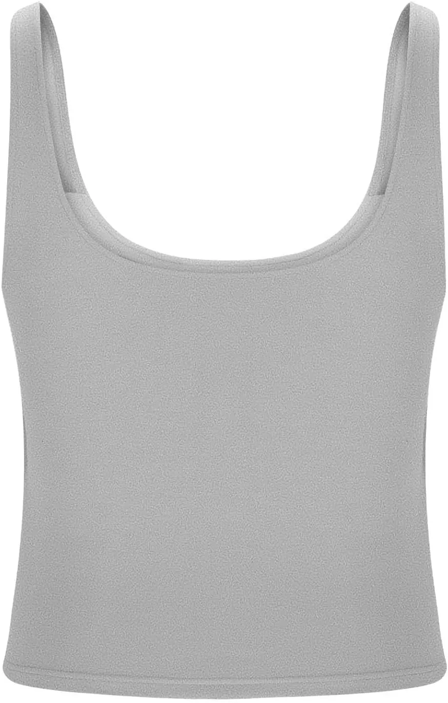 Tank Top with Built in Bra for Women Casual Summer Sleeveless Gym Crop Tops Workout Athletic Yoga Shirts