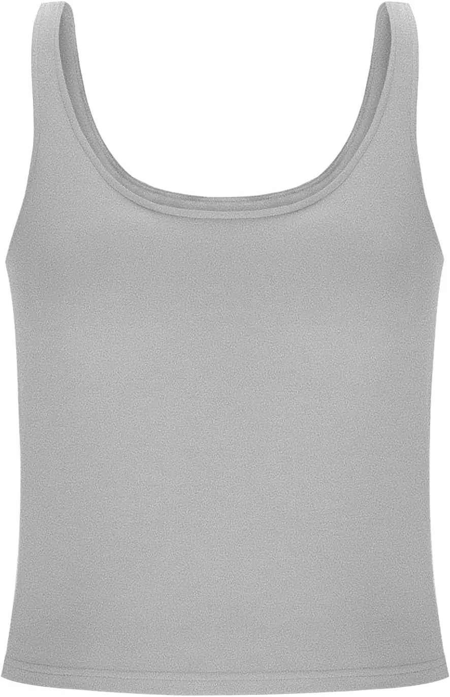 Tank Top with Built in Bra for Women Casual Summer Sleeveless Gym Crop Tops Workout Athletic Yoga Shirts