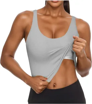 Tank Top with Built in Bra for Women Casual Summer Sleeveless Gym Crop Tops Workout Athletic Yoga Shirts