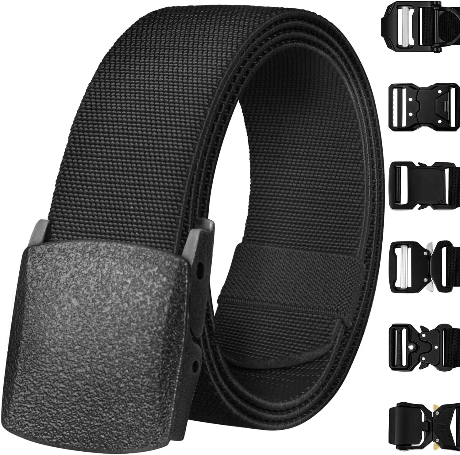TECEUM Tactical Belt – Black B2 S – Heavy-Duty Military, Work, Hiking,Rigger, Utility, EDC Men’s Belts – Quick-Release – Nylon Web