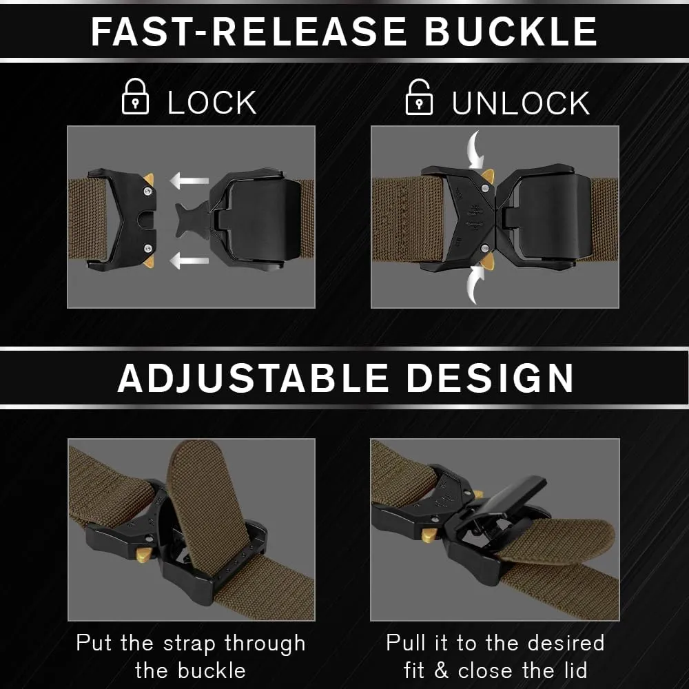 TECEUM Tactical Belt – Heavy-Duty & Quick Release – Military, Work, Rigger, Duty & Utility Belt for Men