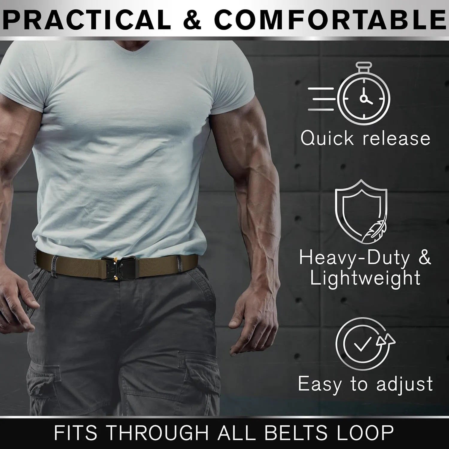 TECEUM Tactical Belt – Heavy-Duty & Quick Release – Military, Work, Rigger, Duty & Utility Belt for Men