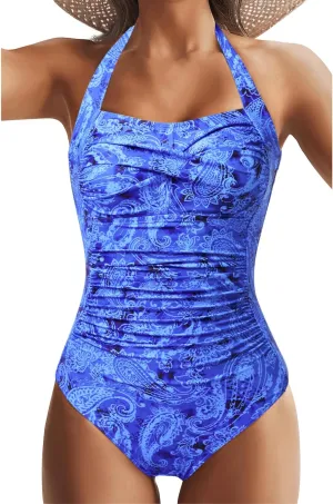 Tempt Me Women Tummy Control One Piece Swimsuits Push Up Slimming Bathing Suits Halter Vintage Swimwear