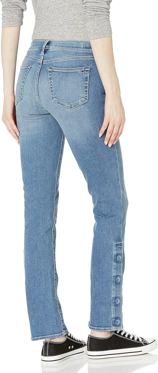 Tommy Hilfiger Women's Adaptive Jeans Straight Fit Adjustable Waist Magnet Buttons